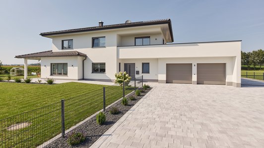 Zweigeschossiges Einfamilienhaus mit gepflegtem Garten und moderner Doppelgarage