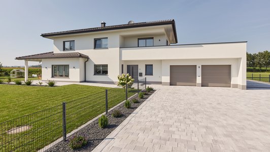 Zweigeschossiges Einfamilienhaus mit gepflegtem Garten und moderner Doppelgarage
