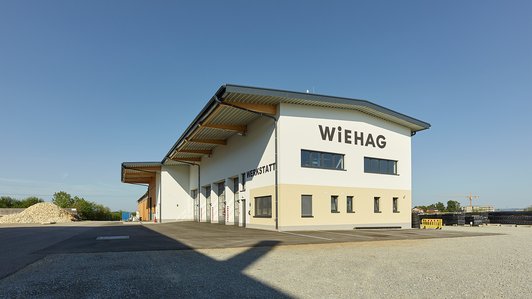 WIEHAG Werkstatt neu - Schräge Ansicht ganzes Gebäude